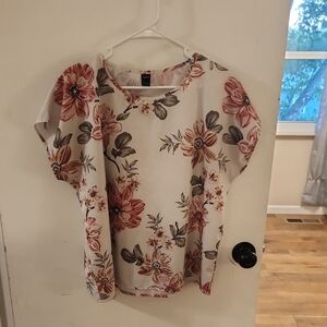 SHEIN Floral Blouse - Pink and Gray